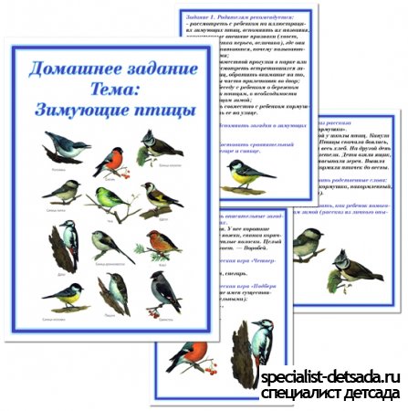 Картотека домашних заданий для подготовительной группы - Зимующие птицы