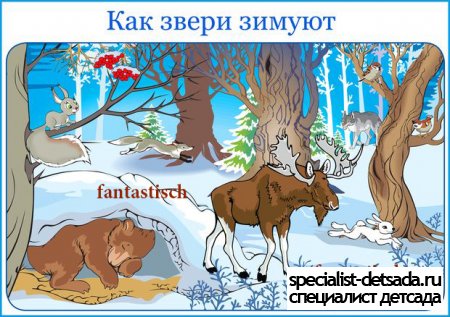 Плакат на тему Как звери зимуют